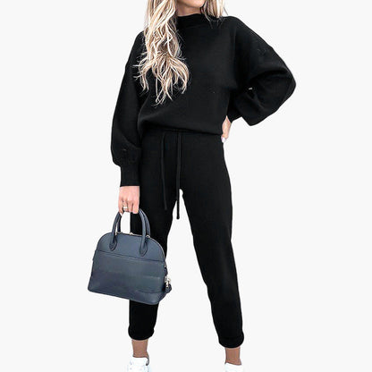 Damen Loungewear Set – Zweiteiliges Freizeit Outfit mit Rollkragen und Jogginghose, Komfort-Look für Zuhause oder unterwegs